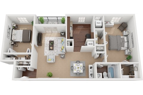 Floor plan for 2 beds, 1 bath, 1056 sqft